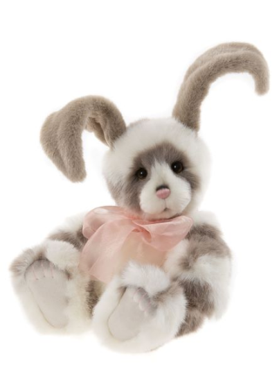 nettles Charlie Bear Collection - This grey and white bunny is so soft. It will become a forever friend and treasured over many many years as it is a collectors range form Charlie Bears.